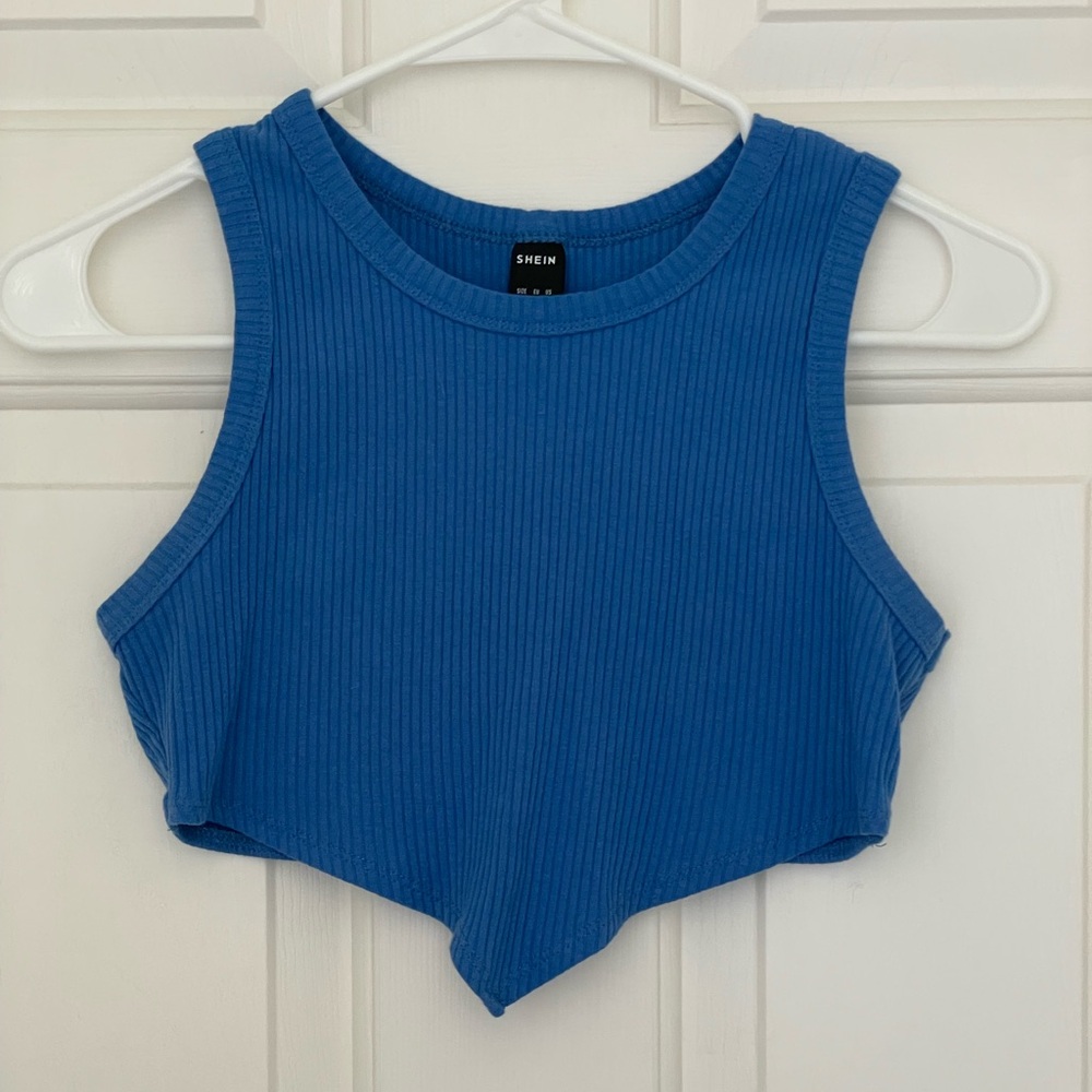 SHEIN - Medium - Ribbed bandana hem crop top - Bright blue
